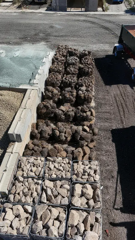 Decorative rock selections organized for easy viewing, showcasing the diverse range of materials available at our yard.