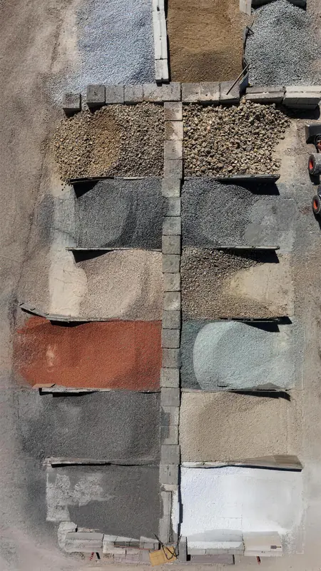 Panoramic aerial view of our materials yard, serving the Tracy and Central Valley area.
