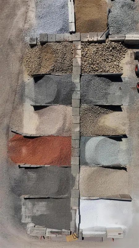 An alternate aerial perspective of our materials yard, showcasing our full operation from above.